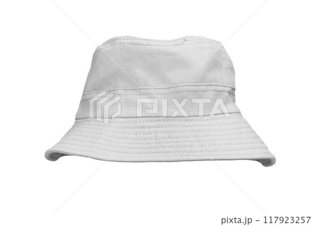 white bucket hat isolated on white 117923257