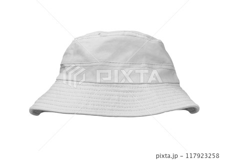 white bucket hat isolated on white 117923258