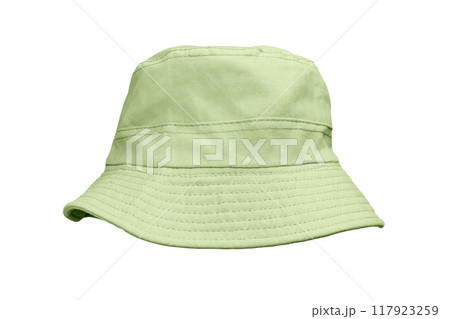 green bucket hat isolated on white 117923259