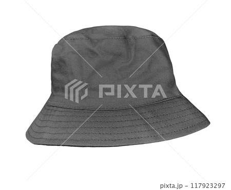 Black bucket hat isolated on white background Black bucket hat isolated on white background 117923297