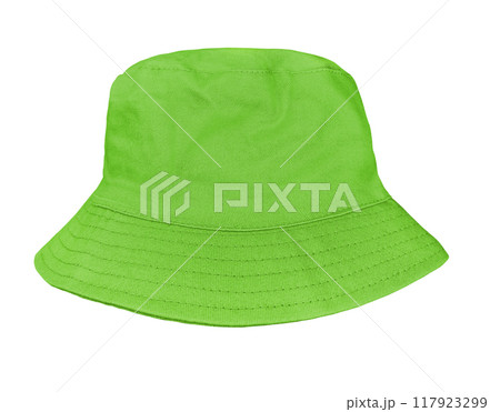 Green bucket hat isolated on white background 117923299