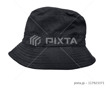 black bucket hat on a white background 117923371