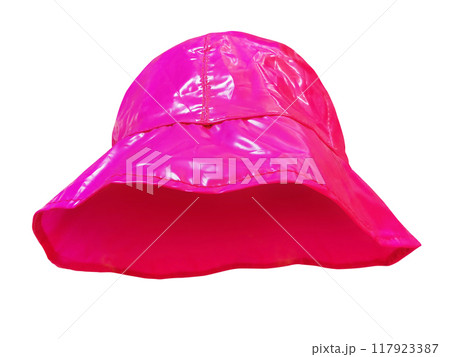 bright pink plastic bucket hat isolated on white bright pink plastic bucket hat isolated on white 117923387