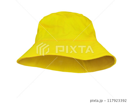 Yellow bucket hat isolated on white background 117923392