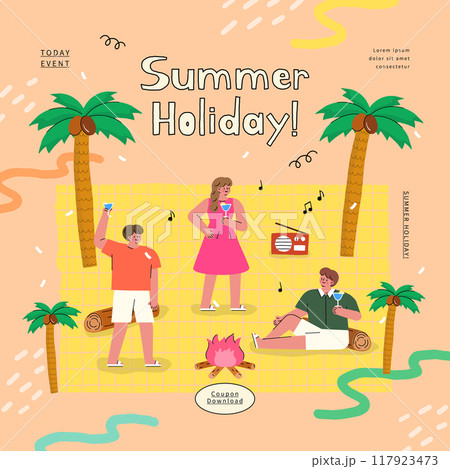 people on summer vacation. vector illustration. people on summer vacation. vector illustration. 117923473