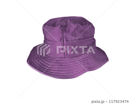 Purple bucket hat isolated on white background Purple bucket hat isolated on white background 117923474