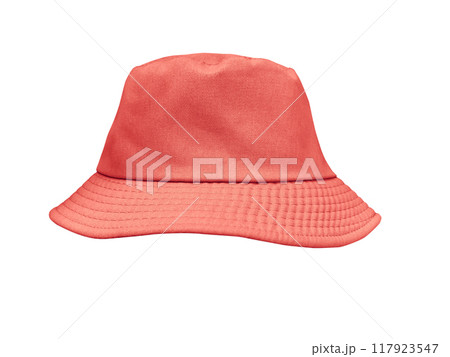 Red bucket hat isolated on white background Red bucket hat isolated on white background 117923547