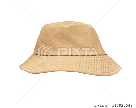 Brown bucket hats isolated on white background 117923548