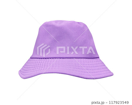 Purple bucket hat isolated on white background 117923549