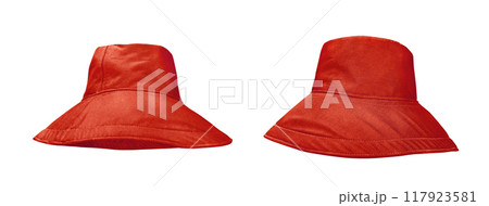 red bucket hat isolated on white background 117923581
