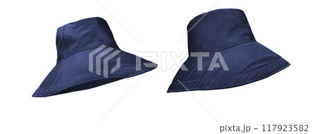 blue bucket hat Isolated on a white background blue bucket hat Isolated on a white background 117923582