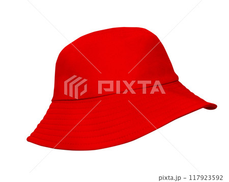 red bucket hat isolated on white background 117923592
