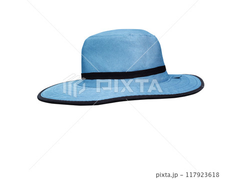 Blue vintage cloth hat isolated on white 117923618