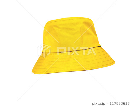 yellow bucket hat Isolated on a white background 117923635