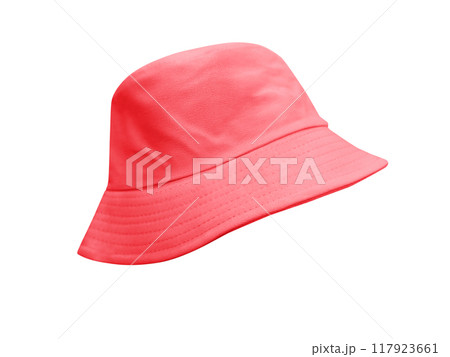 red bucket hat Isolated on a white background red bucket hat Isolated on a white background 117923661
