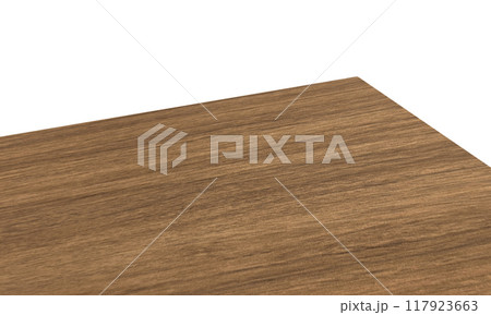 View of wood or wooden table top corner Isolated on white background 117923663