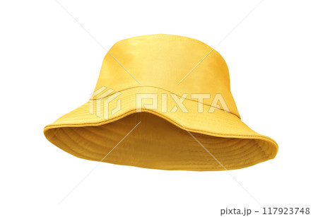 yellow bucket hat isolated on white 117923748