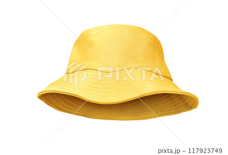 yellow bucket hat isolated on white yellow bucket hat isolated on white 117923749