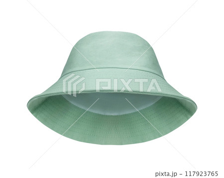 green bucket hat Isolated on a white background green bucket hat Isolated on a white background 117923765