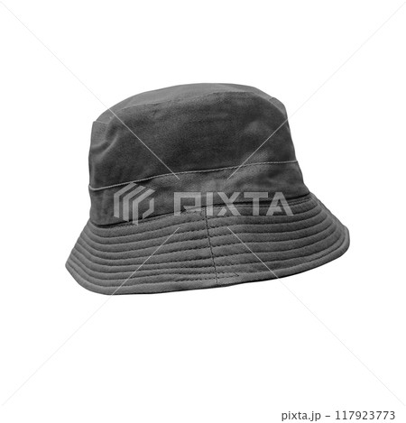 Black bucket hat isolated on white background Black bucket hat isolated on white background 117923773