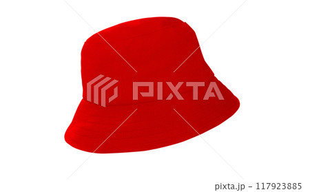 red bucket hat on white 117923885