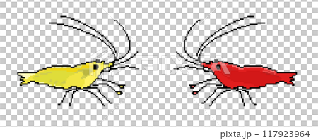 ドット絵 生き物イラスト チェリーシュリンプ 117923964