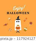 かわいいハロウィンのメッセージカード 117924127