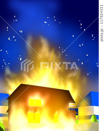 住宅街の火災 住宅街の火災 117924351