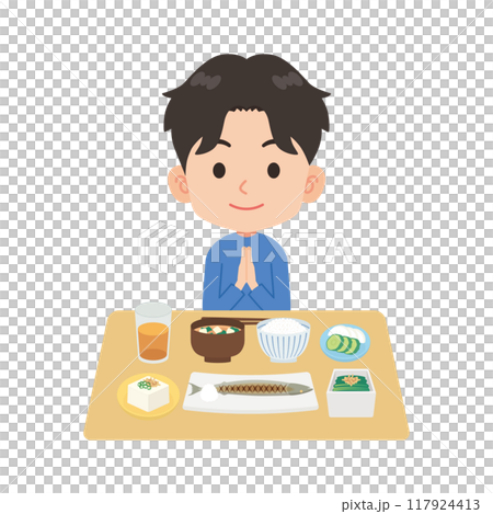 バランスの良い食事をとる人 117924413