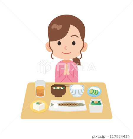 バランスの良い食事をとる人 117924434