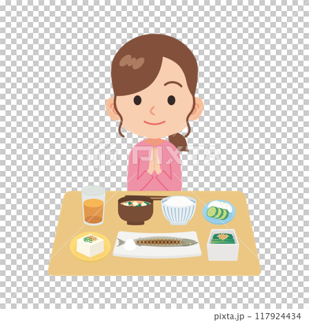 バランスの良い食事をとる人 117924434