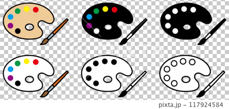 様々な形の絵画用パレットのベクターイラストセット 117924584