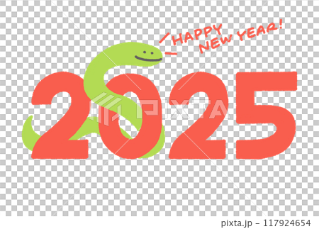 2025 New Year's card with a snake passing through the numbers, Reiwa 7 2025 New Year's card with a snake passing through the numbers, Reiwa 7 117924654