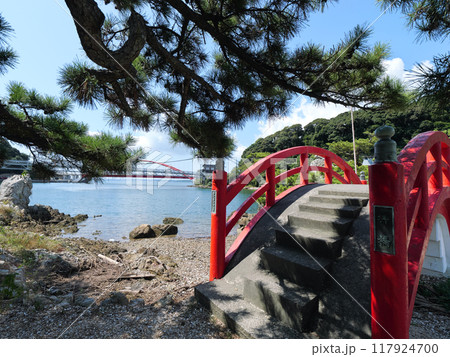 静岡県　浜松市　猪鼻湖　猪鼻神社　遠江八景　瀬戸夜雨　8月 117924700