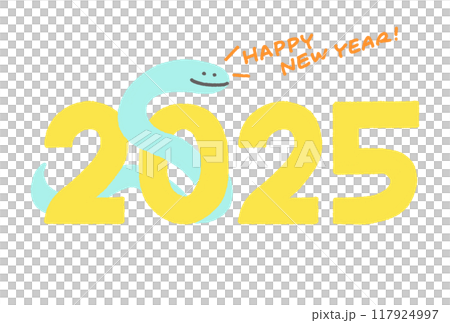 2025 年新年賀卡,蛇穿過數字命令和 7 2025 年新年賀卡,蛇穿過數字命令和 7 117924997