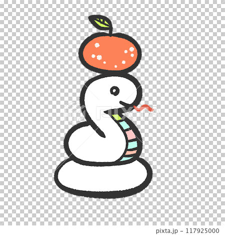 A white snake coiled like a kagami mochi 117925000