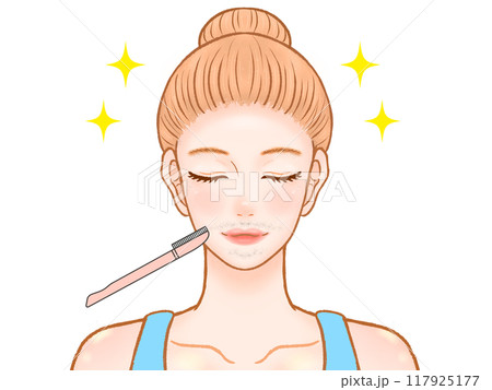 剃刀でヒゲを剃る大人の女性のイラスト素材 117925177