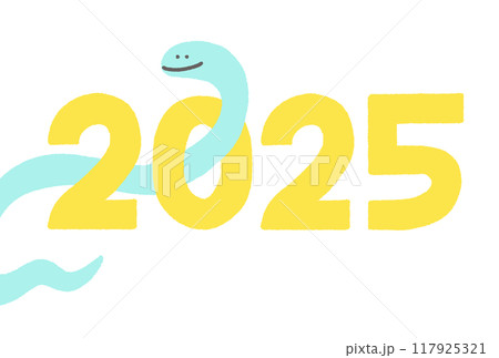 2025 数字をくぐる蛇の年賀イラスト　年賀状素材　巳年 117925321
