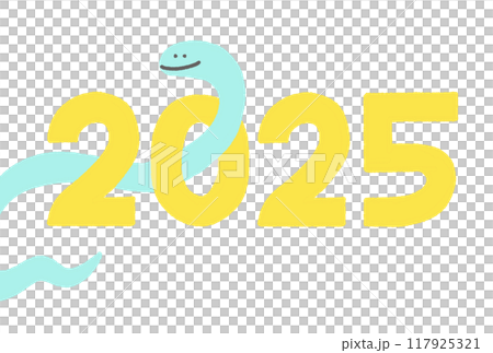 2025年新年賀卡插圖蛇穿過數位新年賀卡材料蛇年 117925321