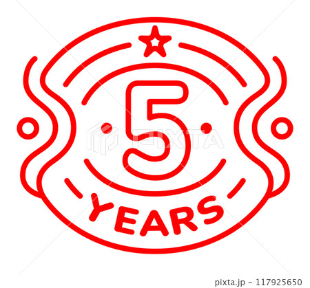 5 years anniversary vector icon, logo. Isolated line art design with number 117925650