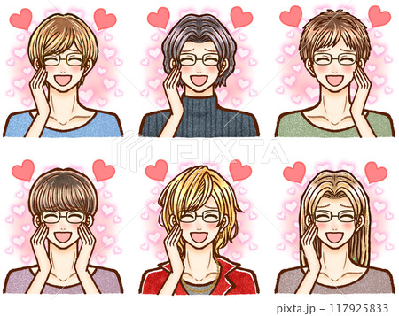 うっとりして恋するイケメン大人男性のイラスト素材セット 117925833