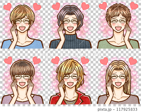 うっとりして恋するイケメン大人男性のイラスト素材セット 117925833