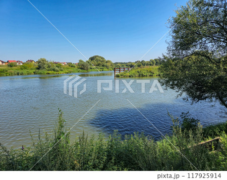 Odra river in Poland near Olawa city. 117925914