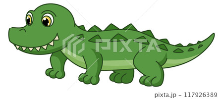 Crocodile baby. Cute green jungle reptile character 117926389