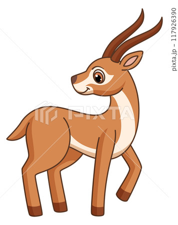 Gazelle character. Cute baby animal with long horns 117926390