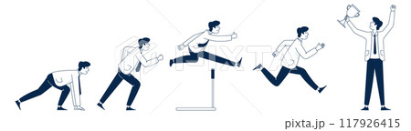 Businessman success run. Career sprint competition winner 117926415