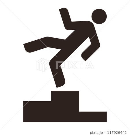 Losing first place. Man falling from the top spot on podium. Loser and failing man concept 117926442