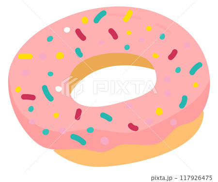 Donut color icon. Tasty sweet pastry drawing Donut color icon. Tasty sweet pastry drawing 117926475