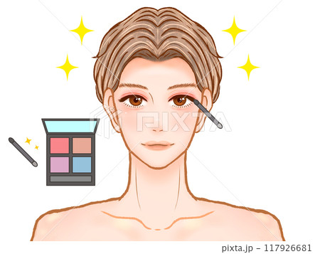 メンズメイクでアイシャドウする大人男性のイラスト素材22 117926681
