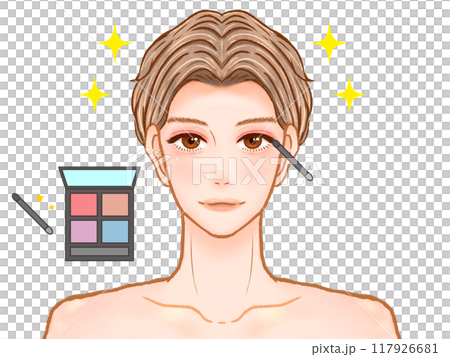 Illustration material of adult men applying eyeshadow with men's makeup 22 Illustration material of adult men applying eyeshadow with men's makeup 22 117926681